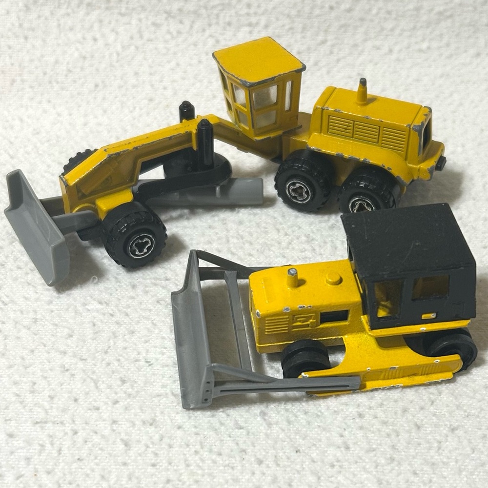 Vintage Majorette Road Grader #331 & Bulldozer #287 Die-cast / Plastic